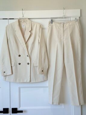 Mango Cream Double-Breasted Blazer & Trousers Set